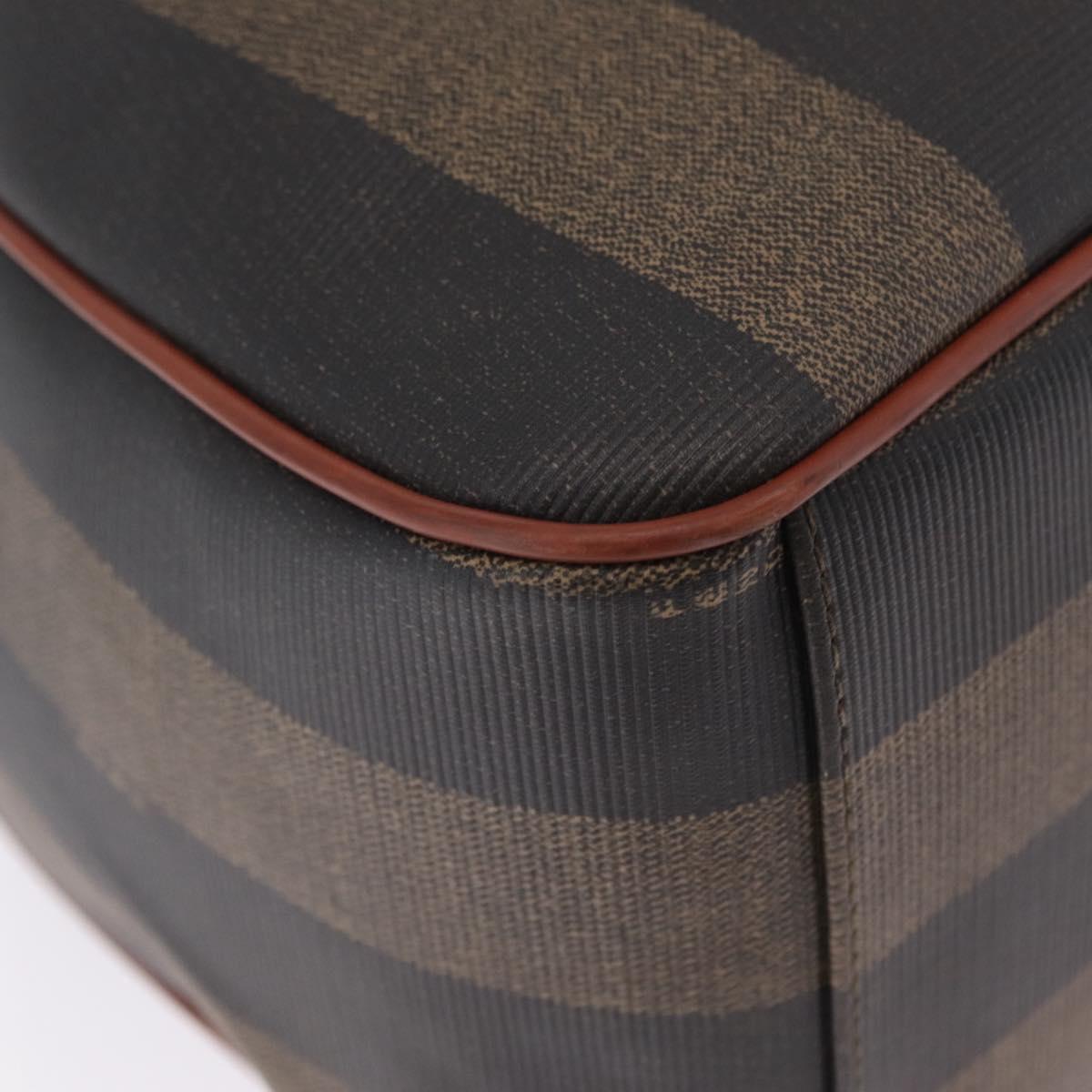 FENDI Pequin Canvas Shoulder Bag PVC Black Brown Auth 212097