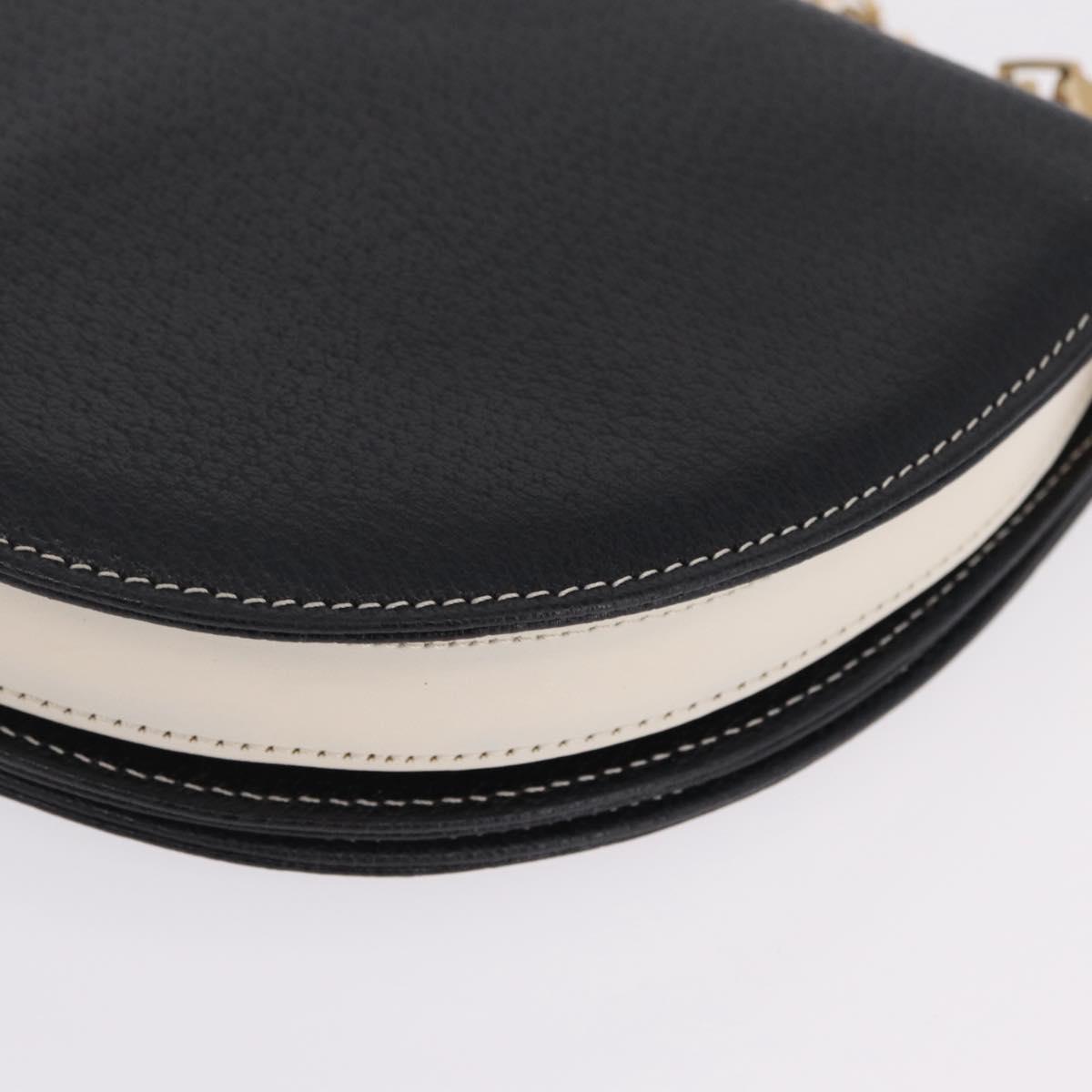 FENDI Shoulder Bag Leather Black Gold Auth 212099V