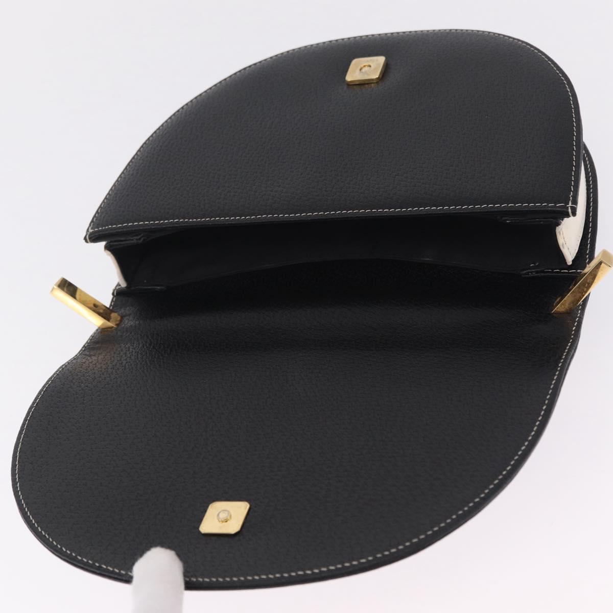 FENDI Shoulder Bag Leather Black Gold Auth 212099V