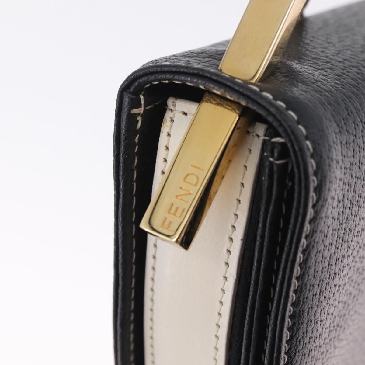 FENDI Shoulder Bag Leather Black Gold Auth 212099V