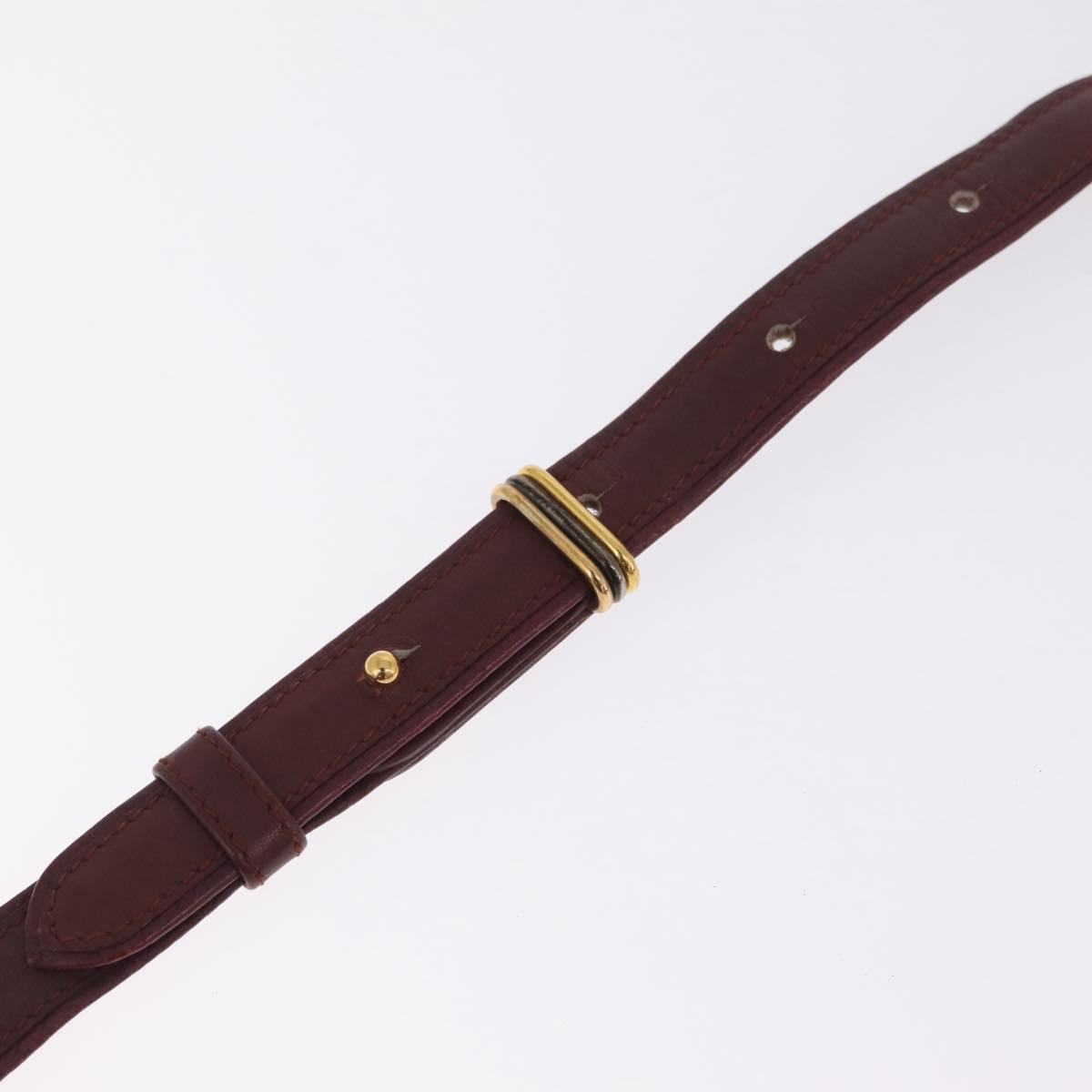 Cartier Must Line Shoulder Bag Leather Bordeaux Gold Auth 212100