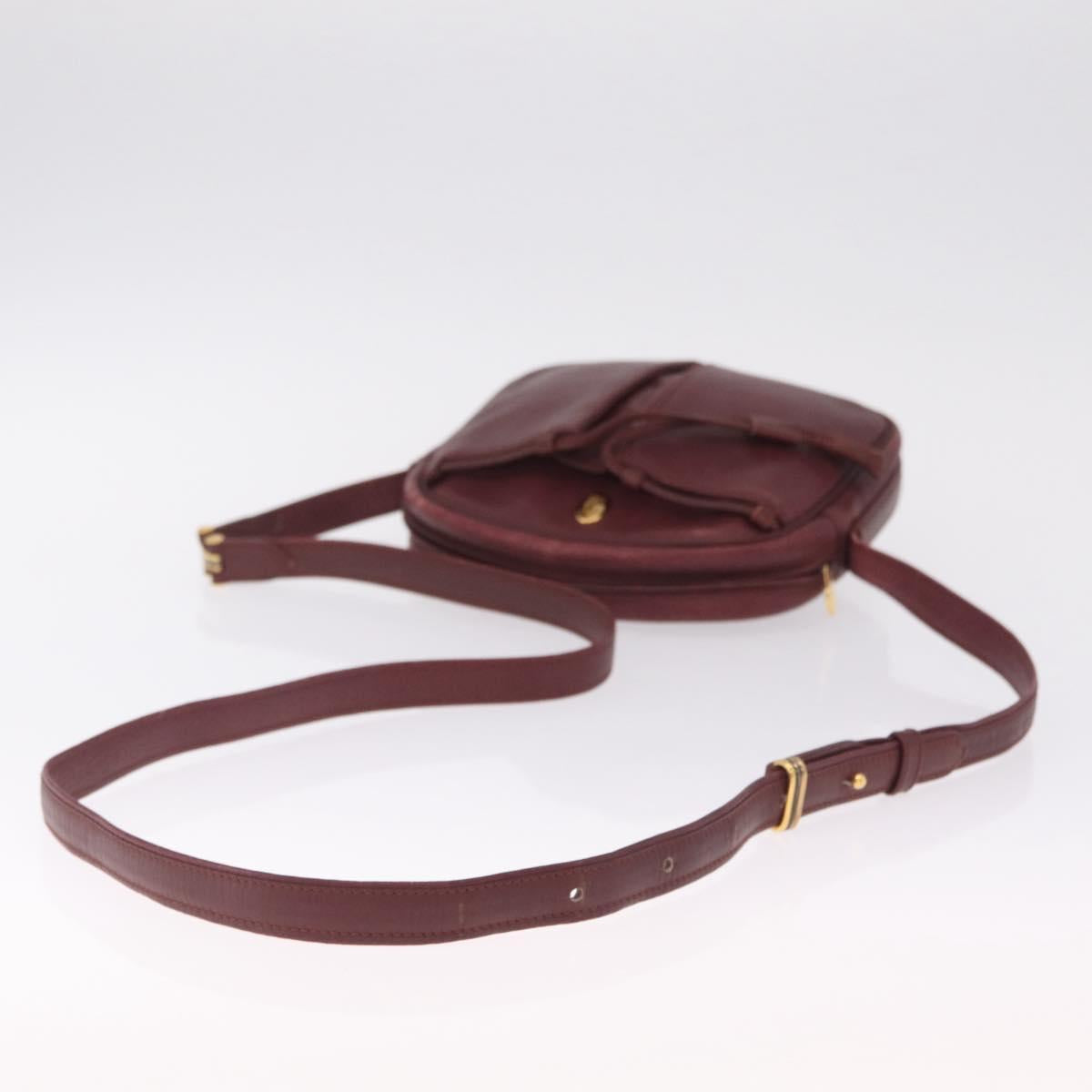 Cartier Must Line Shoulder Bag Leather Bordeaux Gold Auth 212100