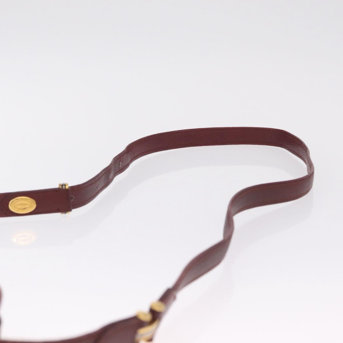 Cartier Must Line Shoulder Bag Leather Bordeaux Gold Auth 212100