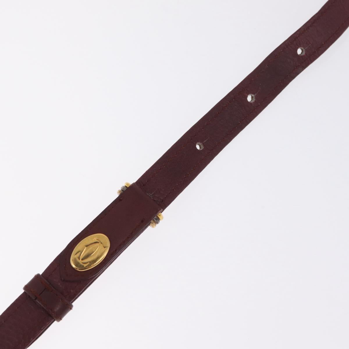 Cartier Must Line Shoulder Bag Leather Bordeaux Gold Auth 212100
