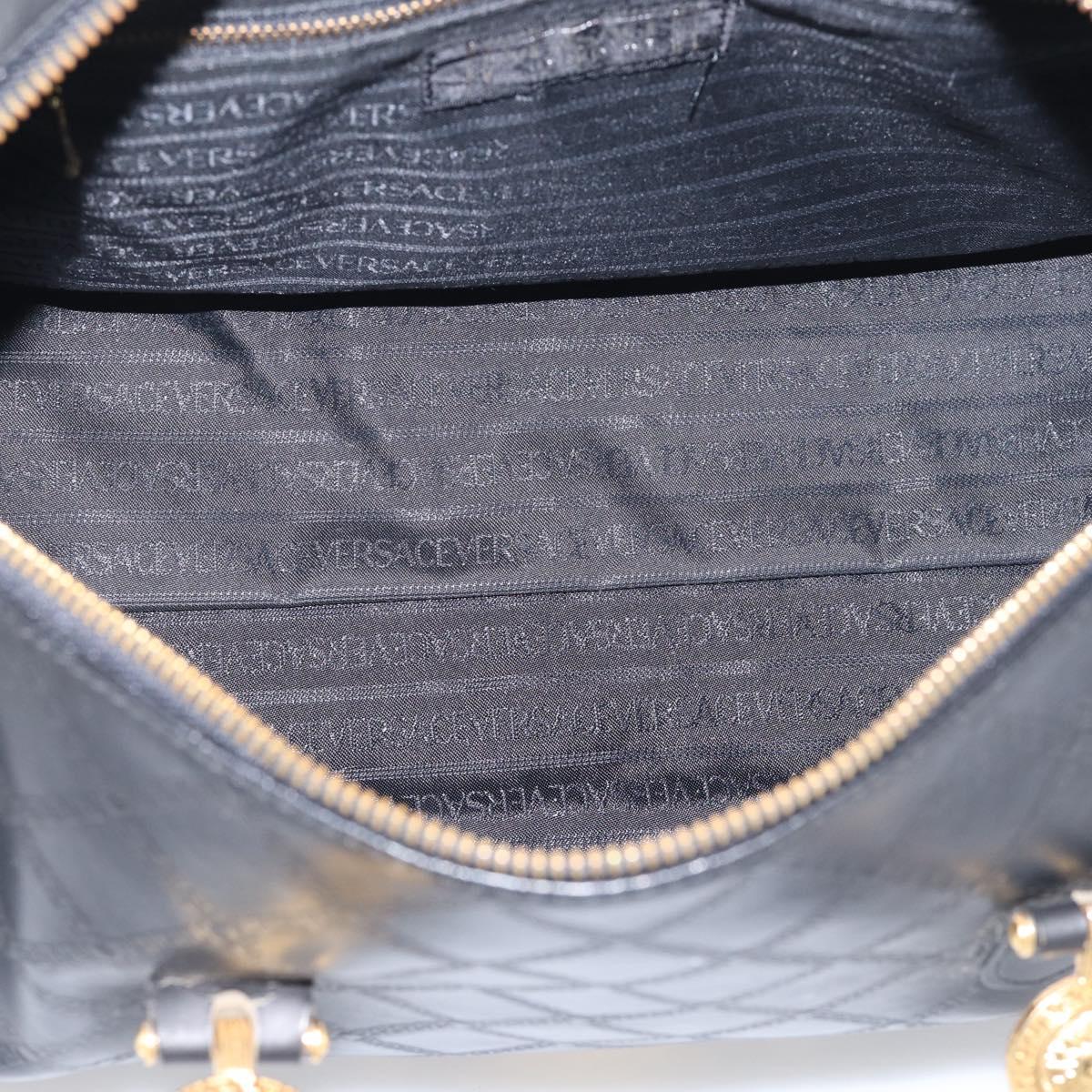 Gianni Versace Boston Bag Leather Black Gold Auth 212101