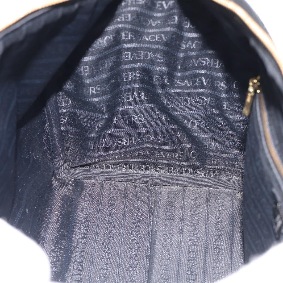Gianni Versace Boston Bag Leather Black Gold Auth 212101