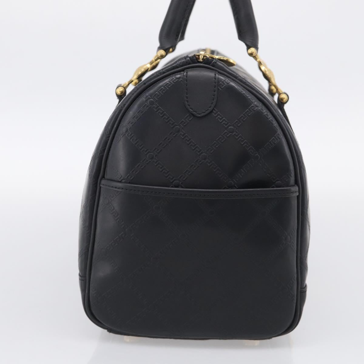Gianni Versace Boston Bag Leather Black Gold Auth 212101
