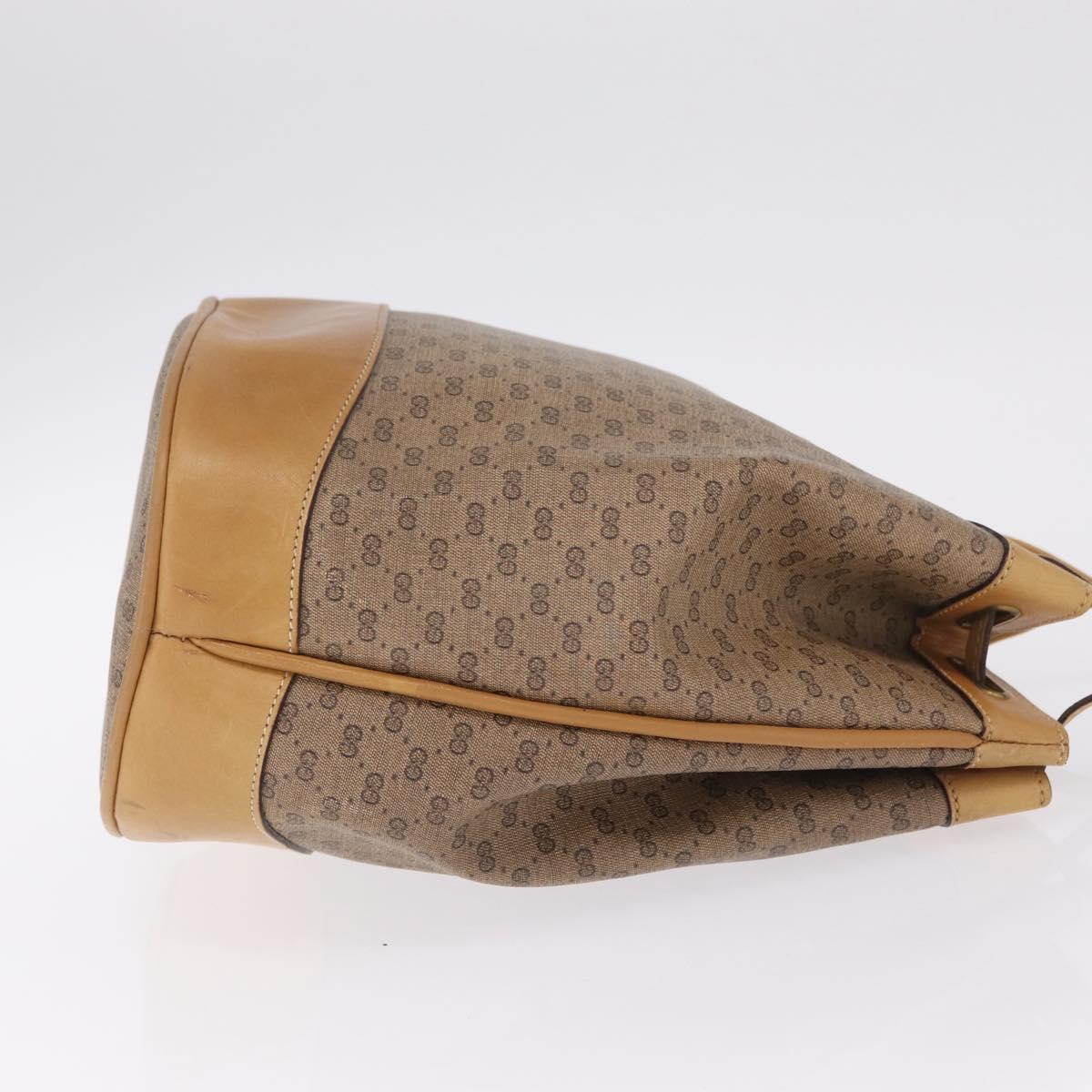 GUCCI Micro GG Supreme Shoulder Bag PVC Beige Gold Auth 212102