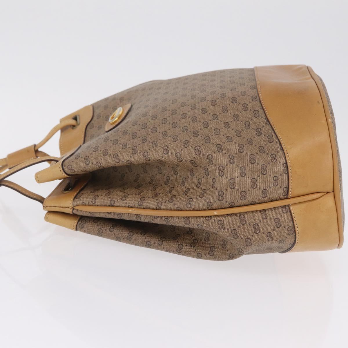 GUCCI Micro GG Supreme Shoulder Bag PVC Beige Gold Auth 212102