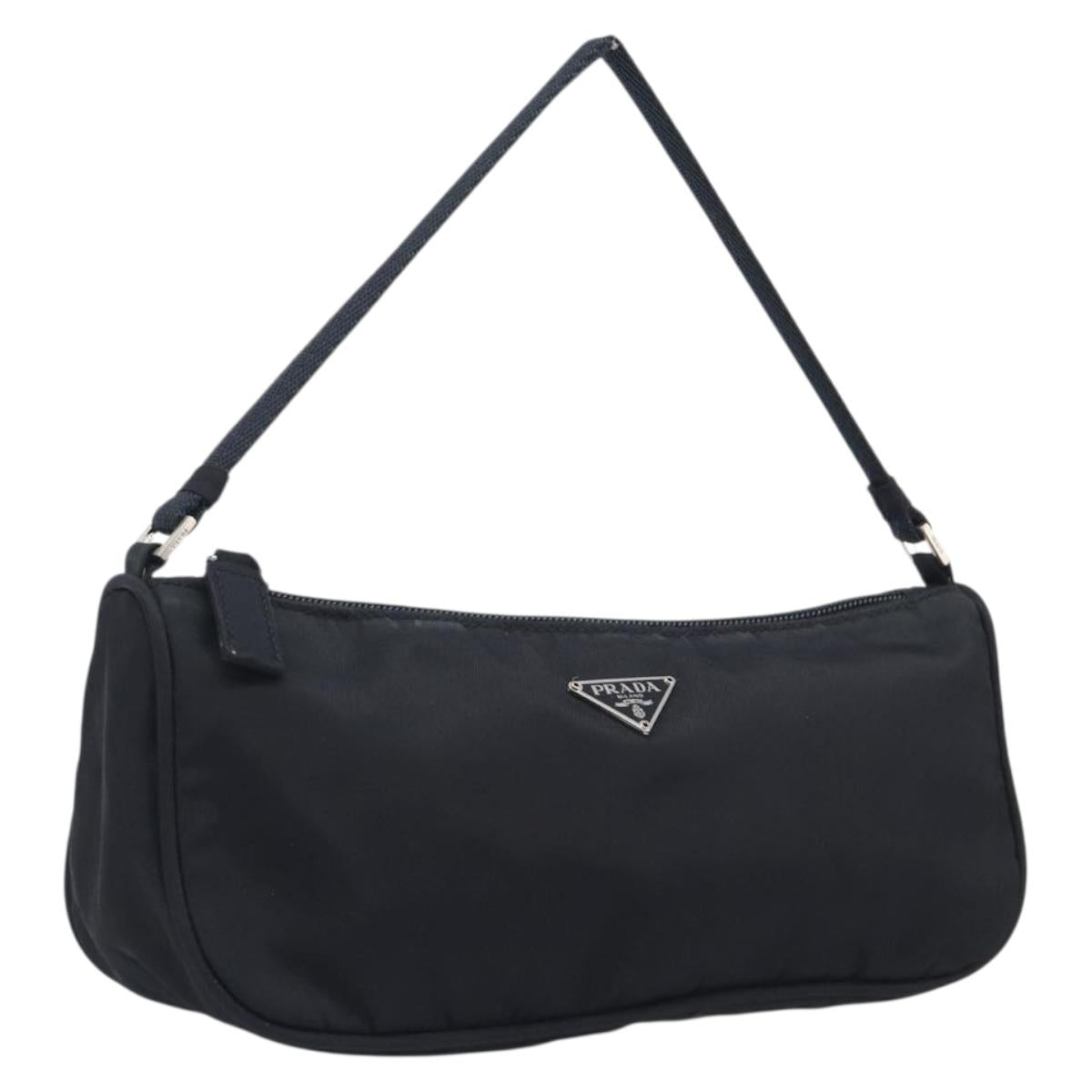 PRADA Accessory Pouch Nylon Black Silver Auth 212103V