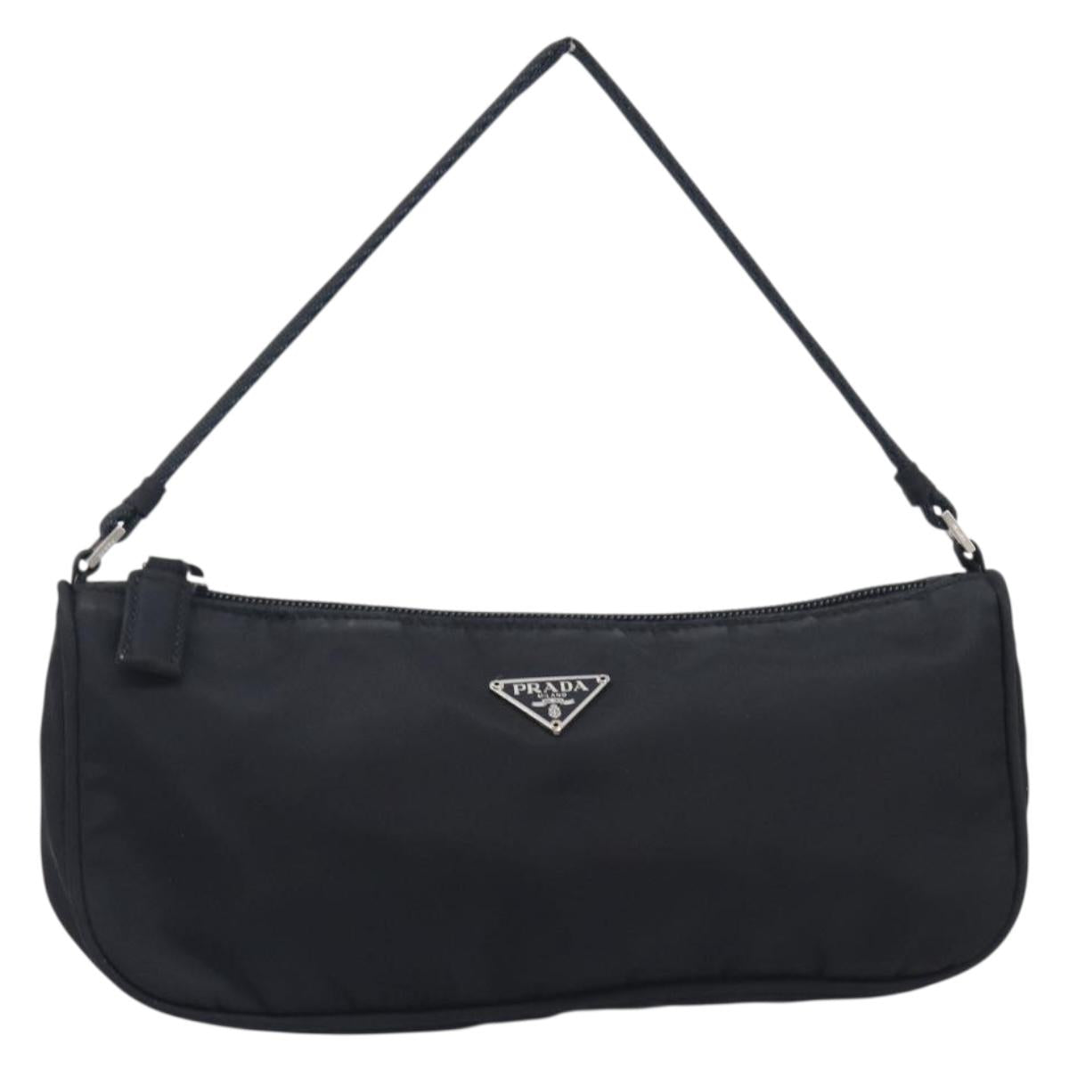 PRADA Accessory Pouch Nylon Black Silver Auth 212103V