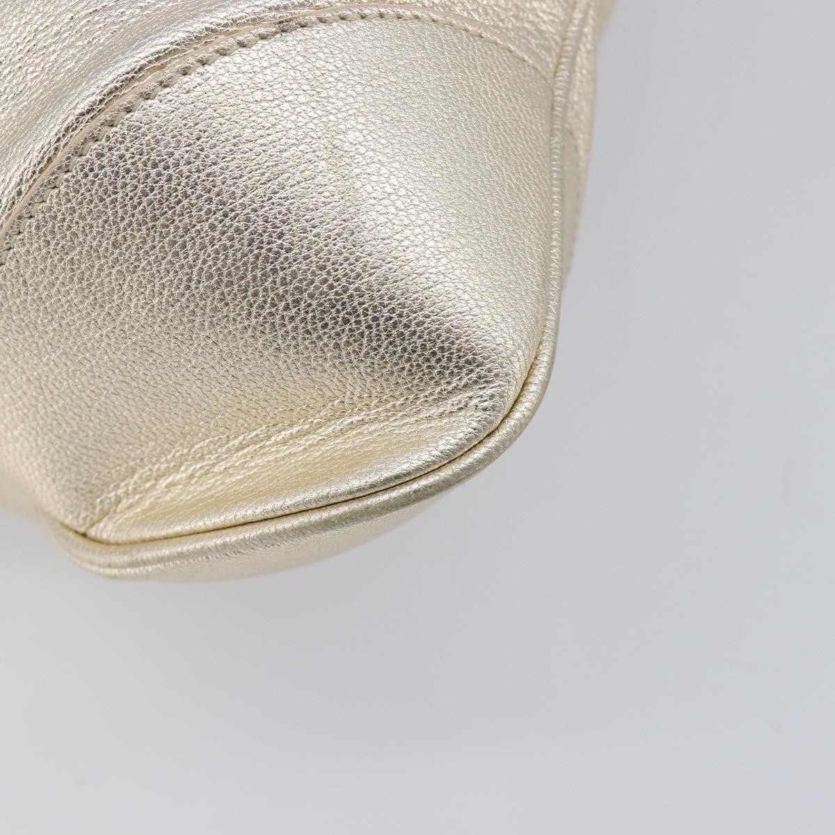 Salvatore Ferragamo Gancini Hand Bag Leather Gold Auth 212110A