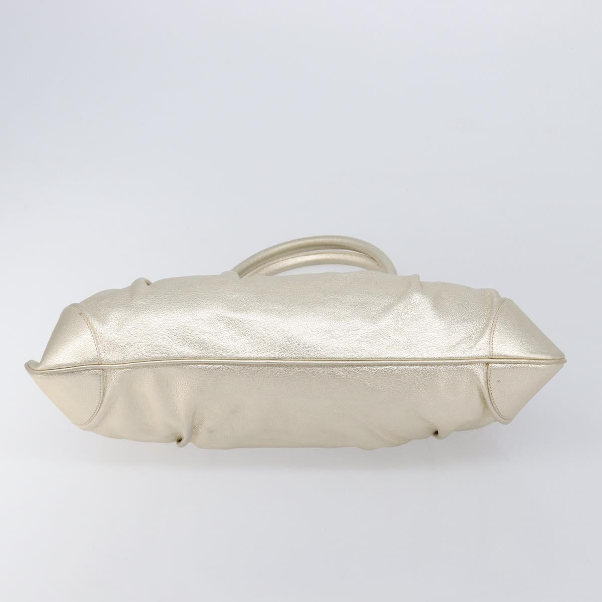 Salvatore Ferragamo Gancini Hand Bag Leather Gold Auth 212110A