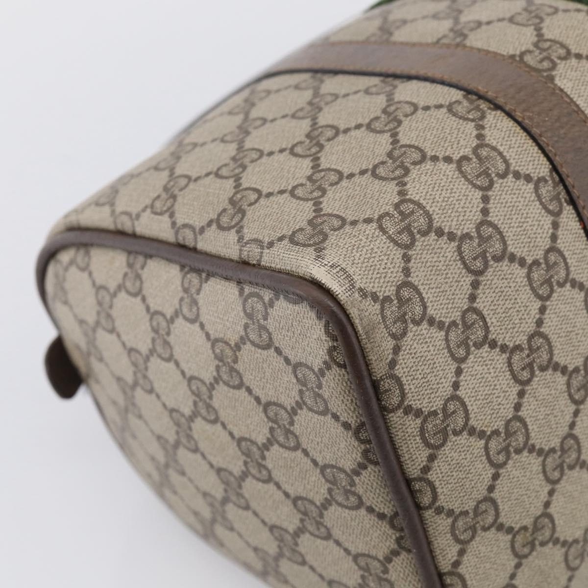 GUCCI GG Supreme Web Sherry Line Hand Bag PVC Beige Gold Auth 212112