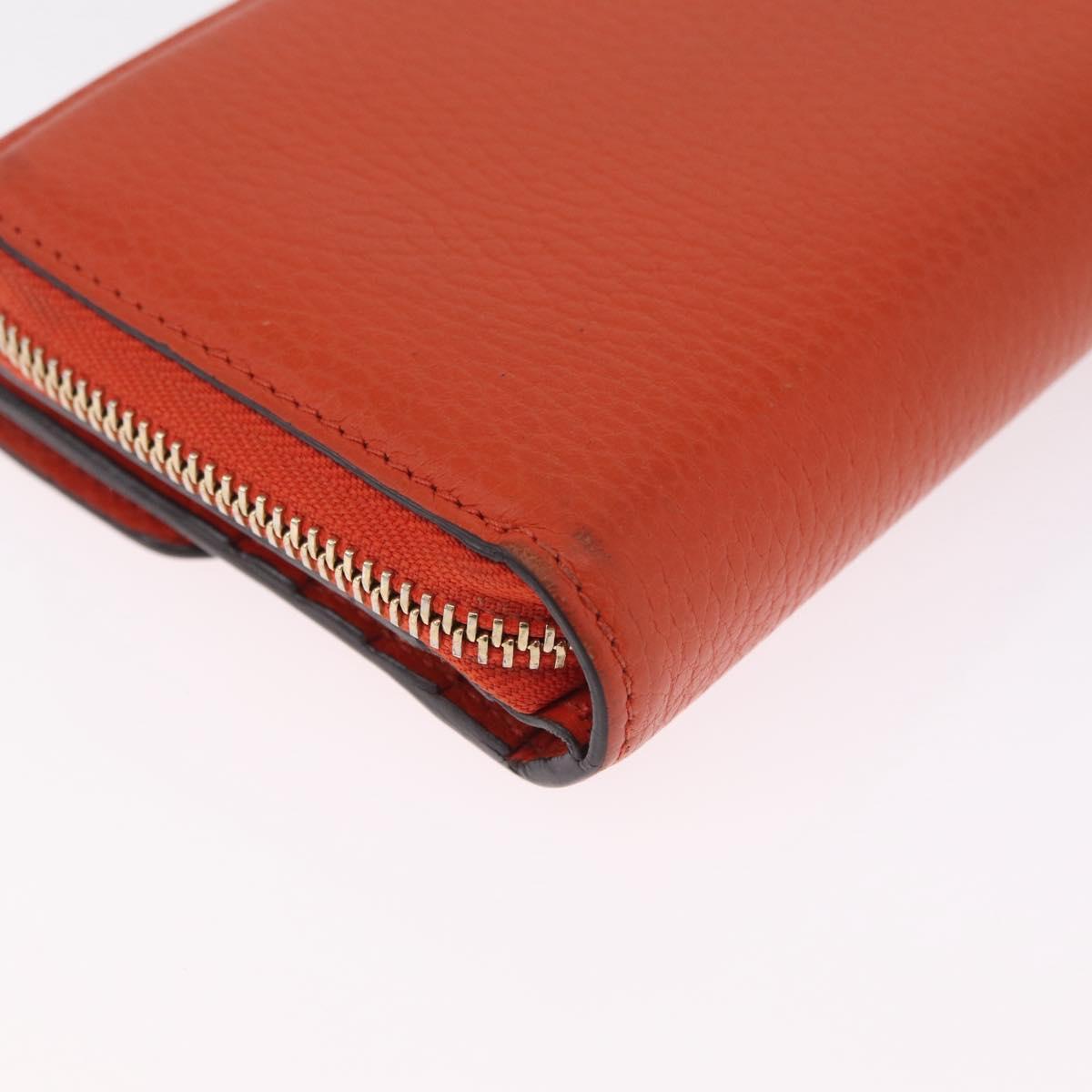 GUCCI Interlocking Long Wallet Leather Outlet Orange Gold 449397 Auth 212115A