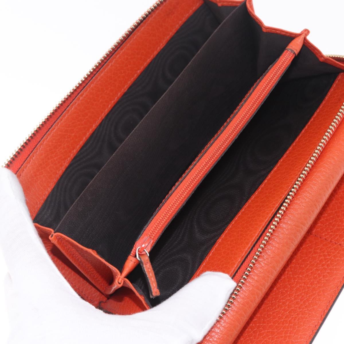 GUCCI Interlocking Long Wallet Leather Outlet Orange Gold 449397 Auth 212115A