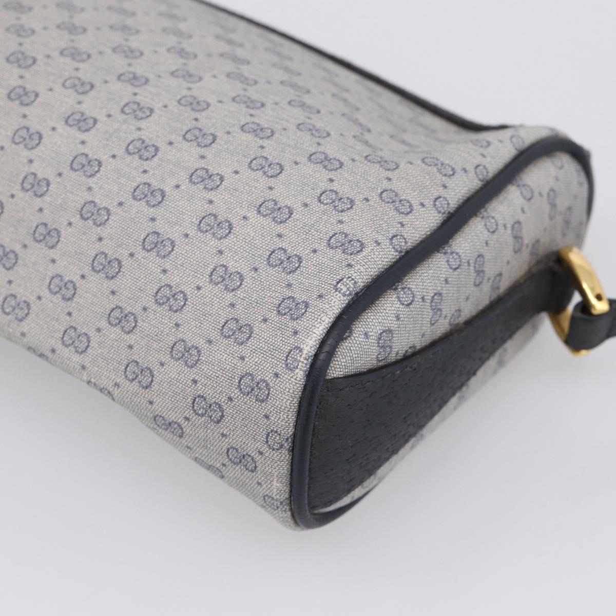 GUCCI Micro GG Supreme Sherry Line Bag PVC Navy Gold 89 02 018 Auth 212116