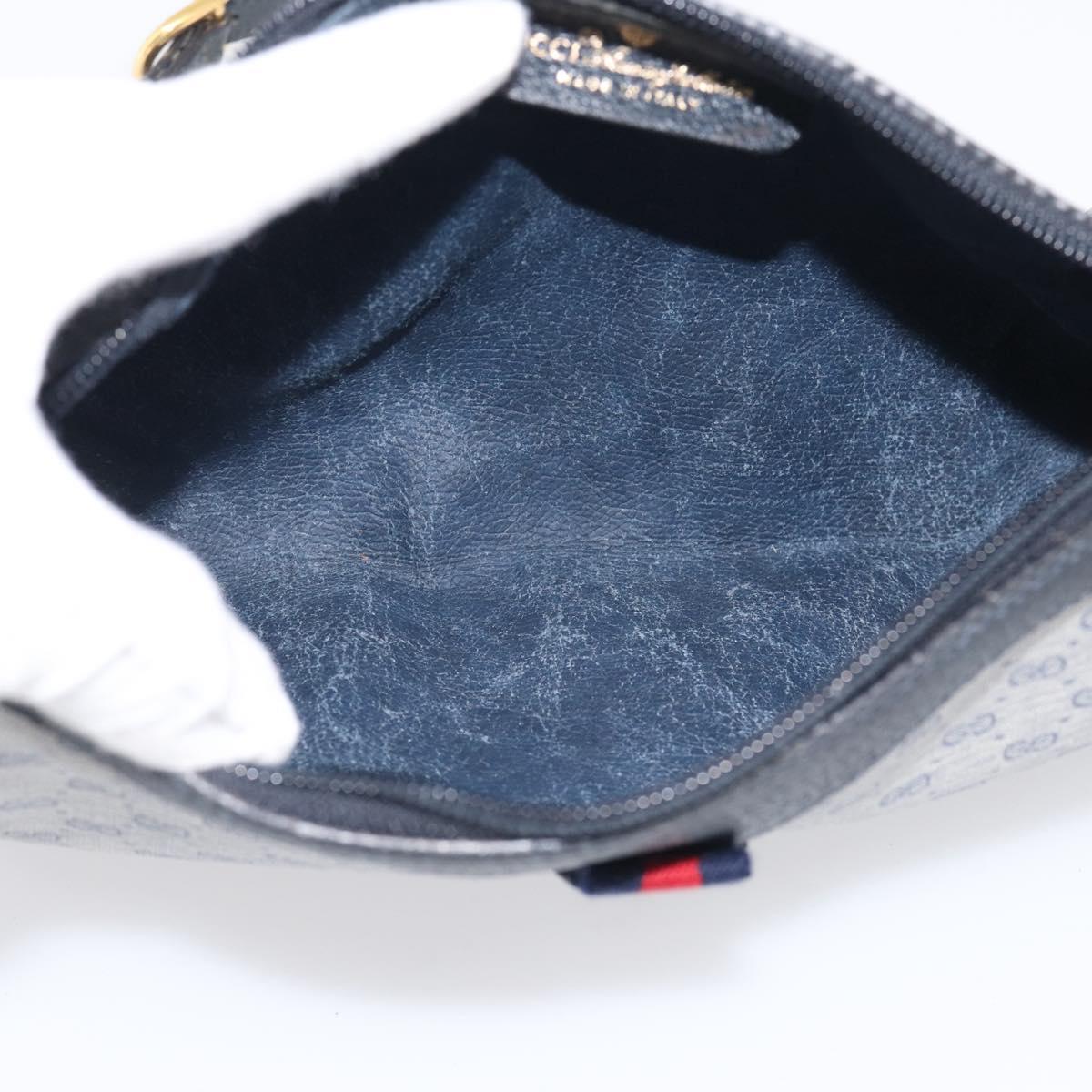 GUCCI Micro GG Supreme Sherry Line Bag PVC Navy Gold 89 02 018 Auth 212116