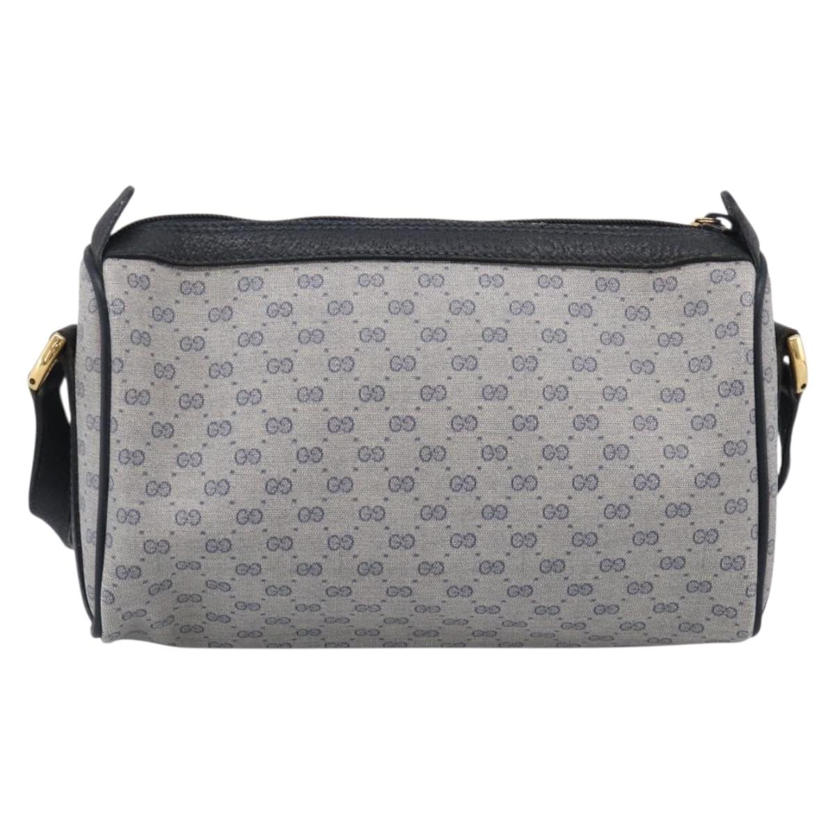 GUCCI Micro GG Supreme Sherry Line Bag PVC Navy Gold 89 02 018 Auth 212116
