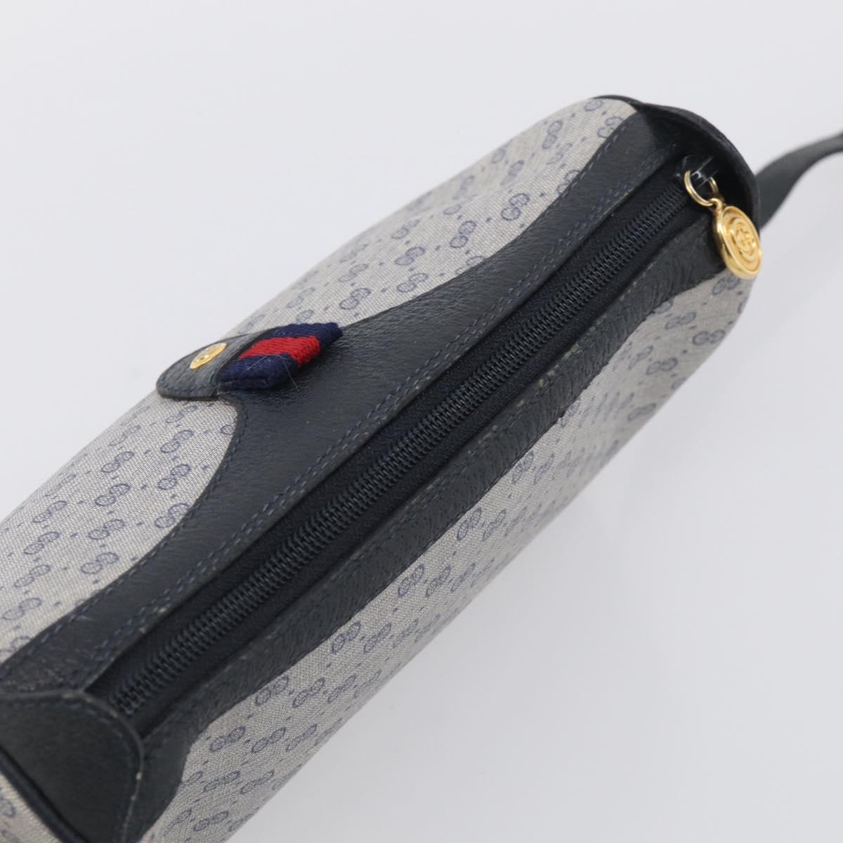 GUCCI Micro GG Supreme Sherry Line Bag PVC Navy Gold 89 02 018 Auth 212116