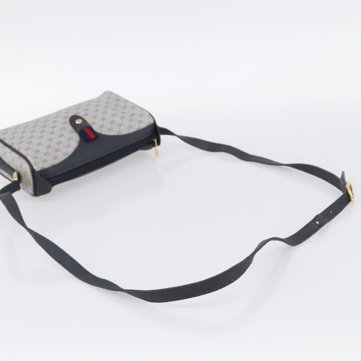 GUCCI Micro GG Supreme Sherry Line Bag PVC Navy Gold 89 02 018 Auth 212116