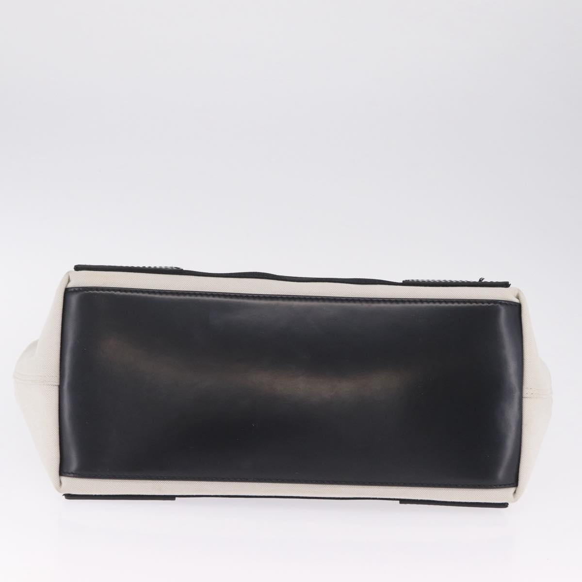 Balenciaga Navy Cabas S Hand Bag Canvas White Silver 581292 Auth 212117A