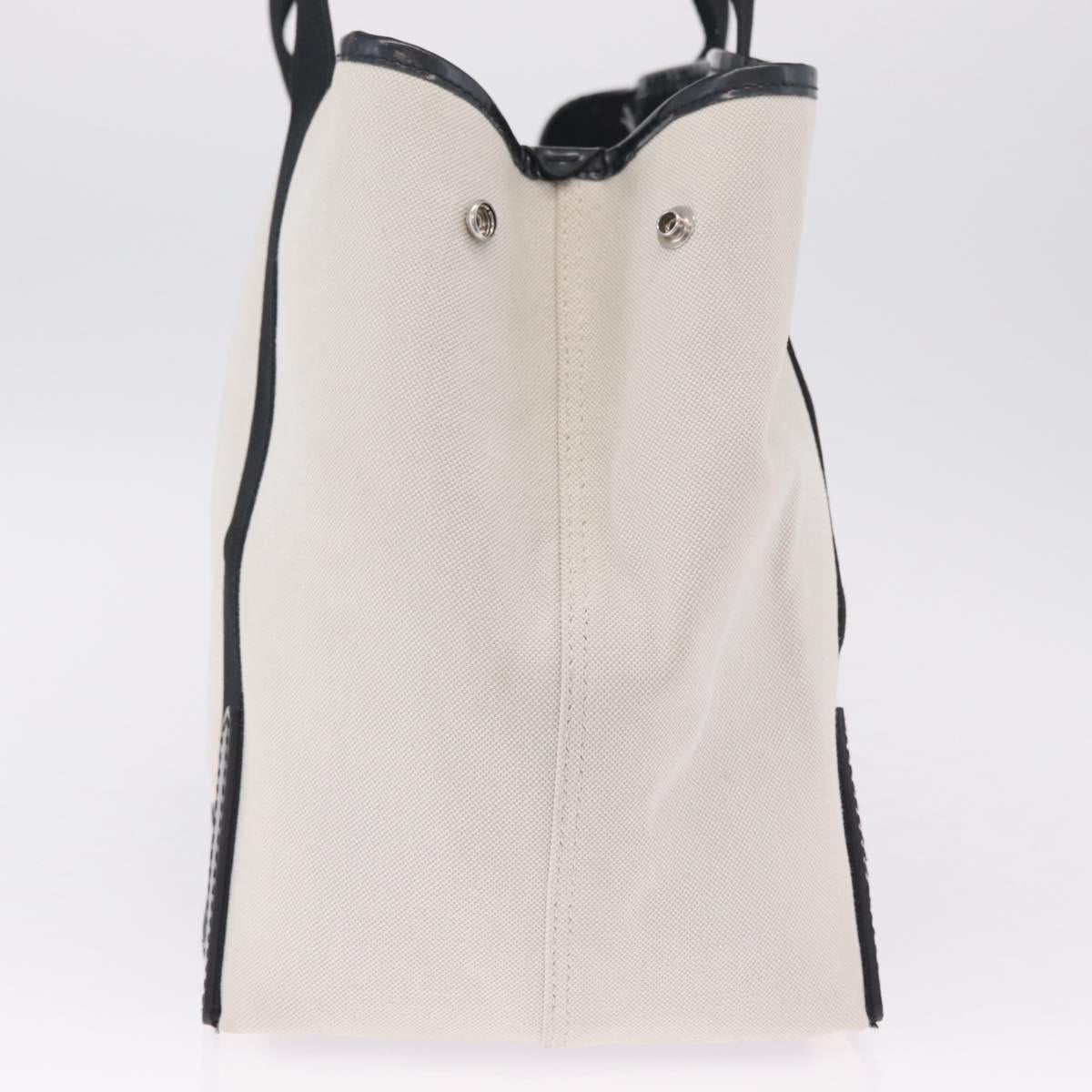 Balenciaga Navy Cabas S Hand Bag Canvas White Silver 581292 Auth 212117A