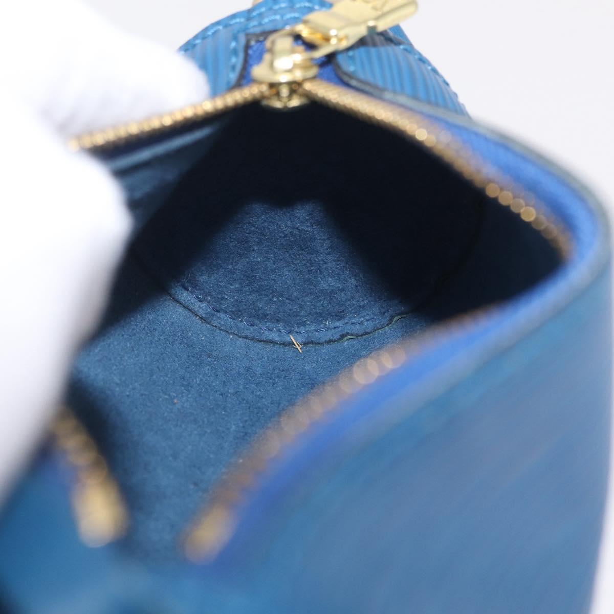 LOUIS VUITTON Epi Soufflot Pouch Blue LV Auth 212119V