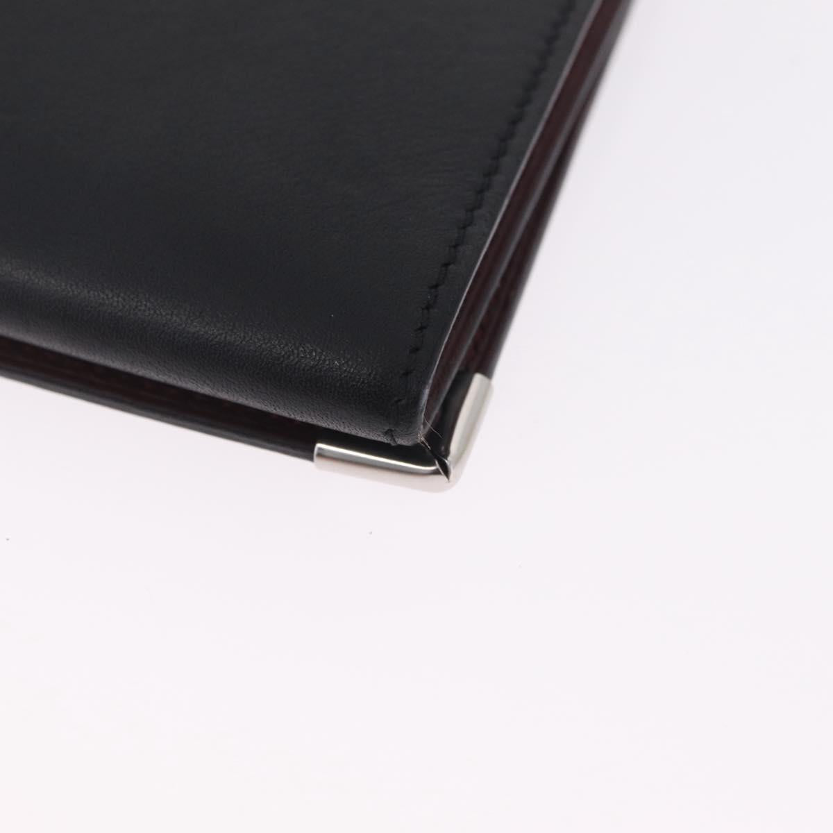Cartier Bifold Wallet Leather Black Silver Auth 212120M