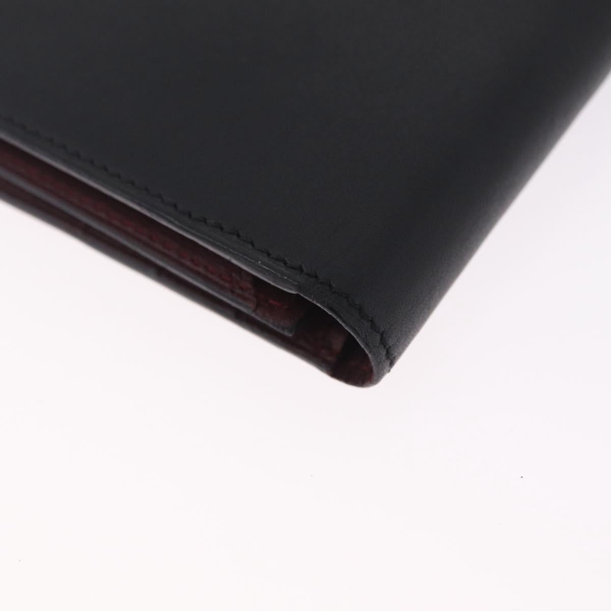 Cartier Bifold Wallet Leather Black Silver Auth 212120M