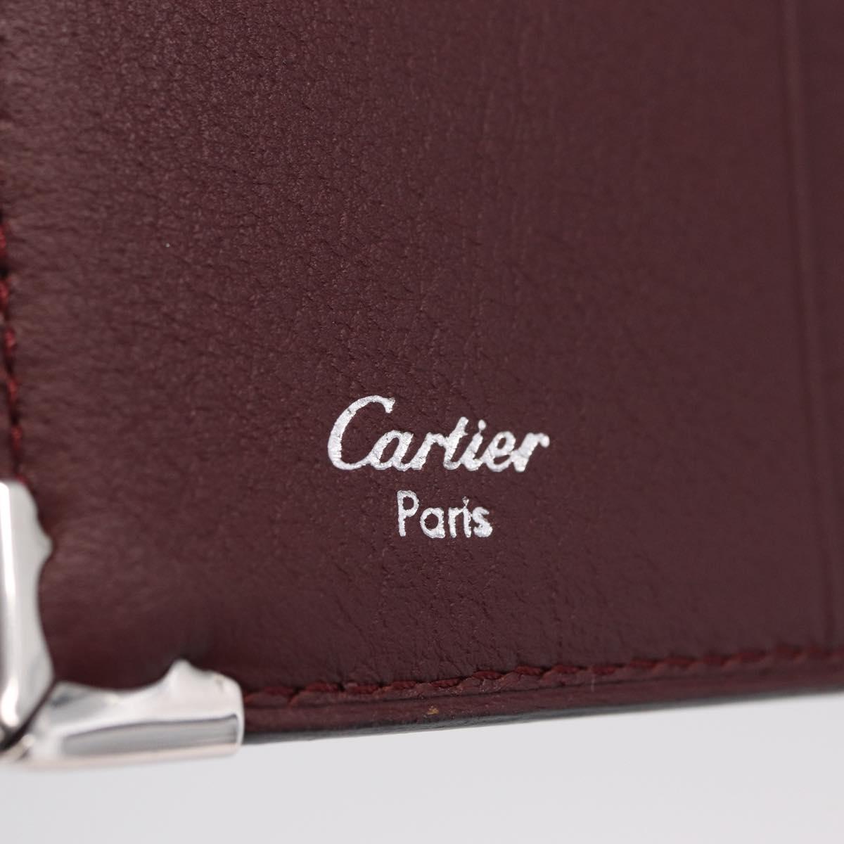 Cartier Bifold Wallet Leather Black Silver Auth 212120M