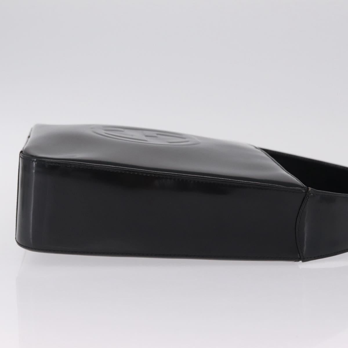 GUCCI Shoulder Bag Patent Leather Black Silver 000 1013 0506 Auth 212123