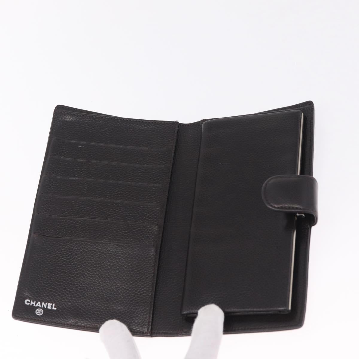 CHANEL Matelasse Long Wallet Caviar Skin Brown CC Auth 212125V