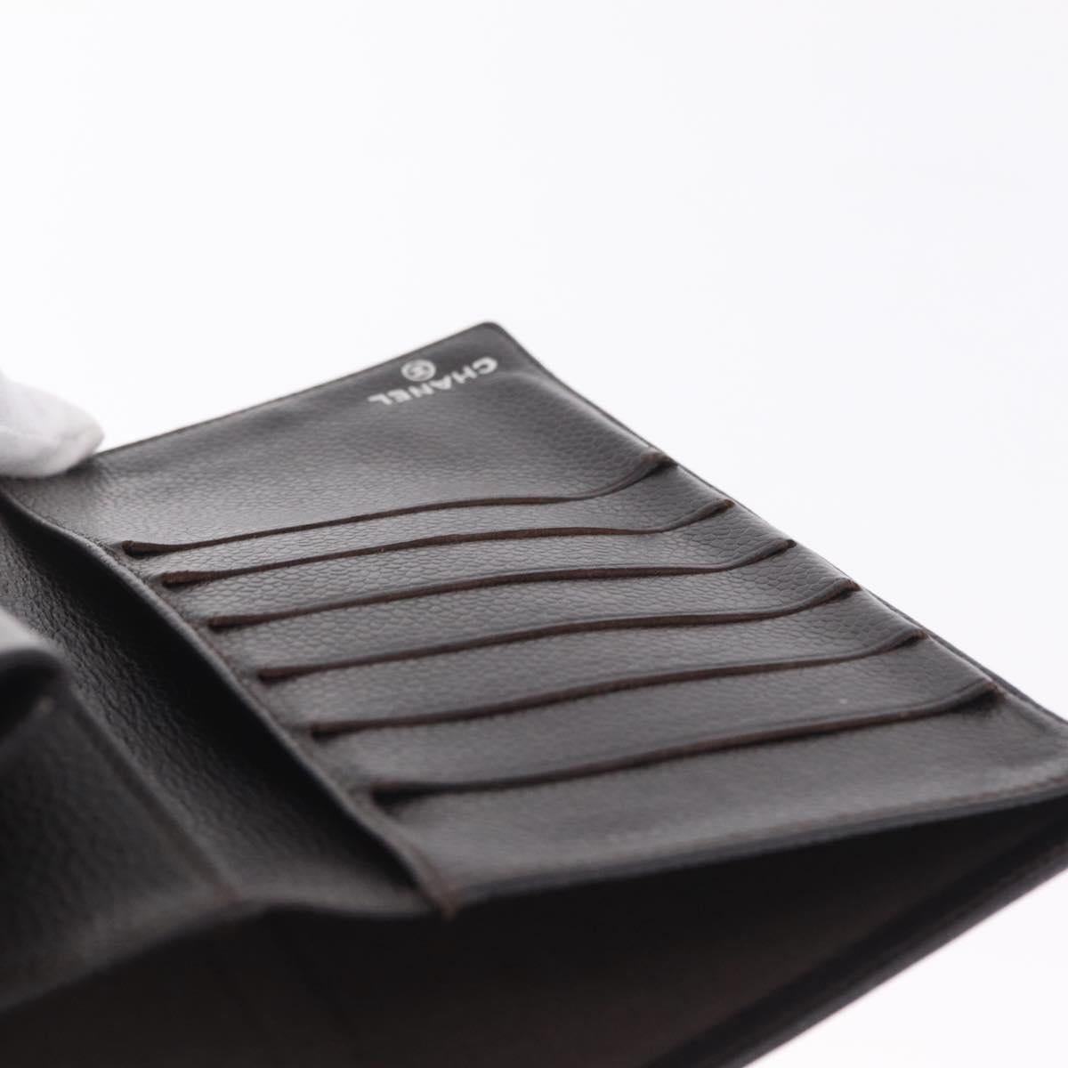 CHANEL Matelasse Long Wallet Caviar Skin Brown CC Auth 212125V