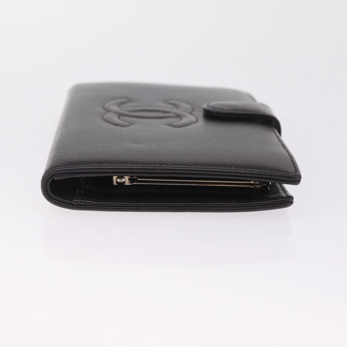 CHANEL Matelasse Long Wallet Caviar Skin Brown CC Auth 212125V
