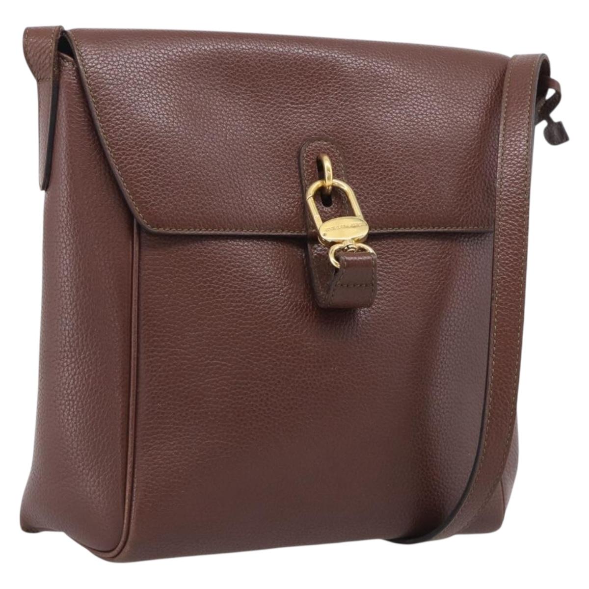 DELVAUX Shoulder Bag Leather Brown Gold Auth 212127