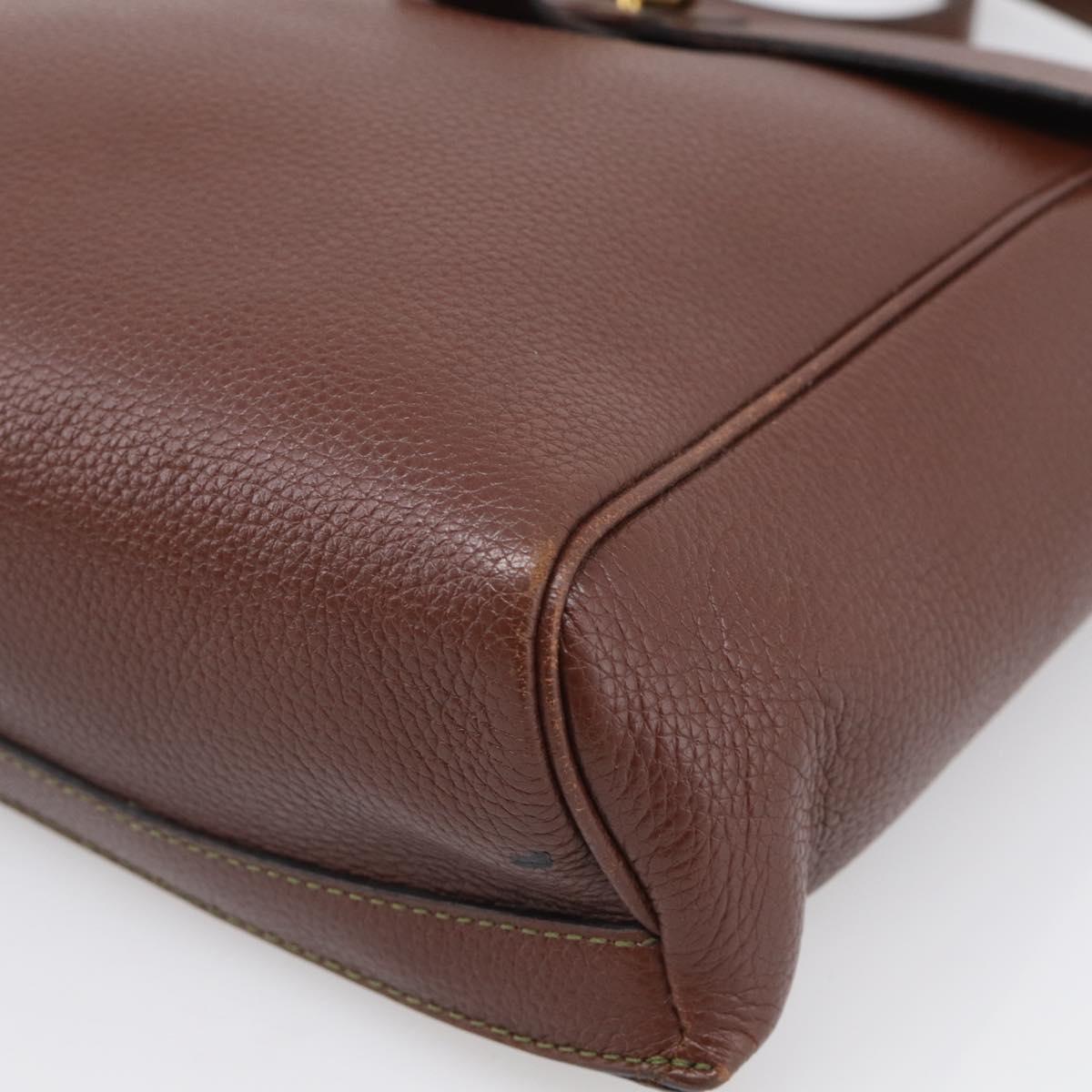 DELVAUX Shoulder Bag Leather Brown Gold Auth 212127