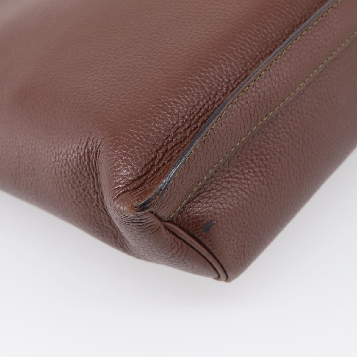 DELVAUX Shoulder Bag Leather Brown Gold Auth 212127