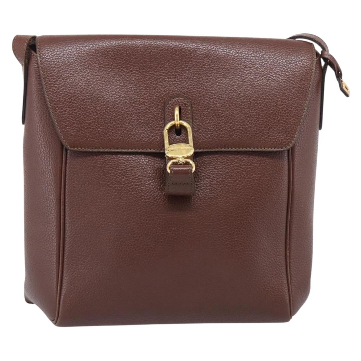 DELVAUX Shoulder Bag Leather Brown Gold Auth 212127