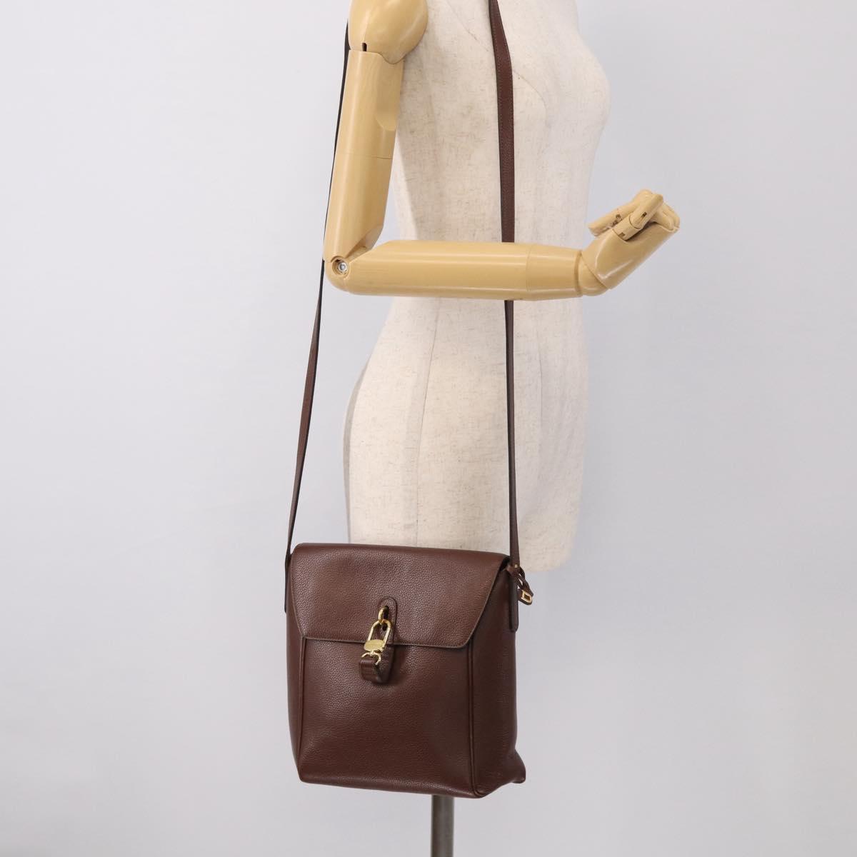 DELVAUX Shoulder Bag Leather Brown Gold Auth 212127