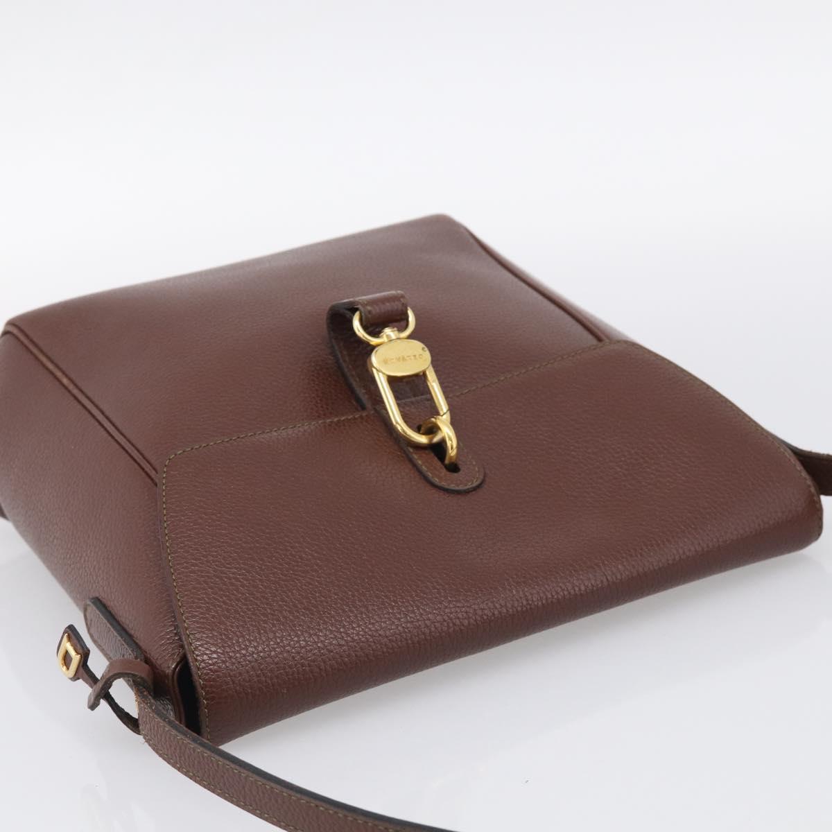 DELVAUX Shoulder Bag Leather Brown Gold Auth 212127