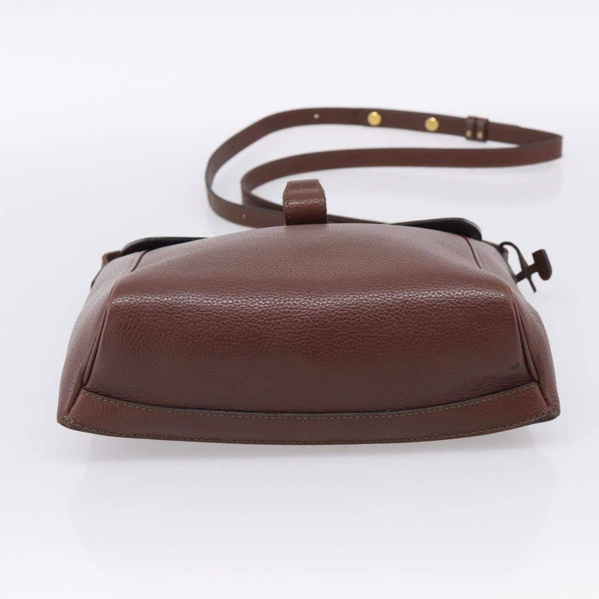 DELVAUX Shoulder Bag Leather Brown Gold Auth 212127