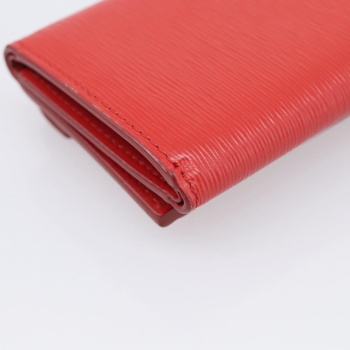 PRADA Trifold Wallet Leather Red Gold Tone Auth 212128M