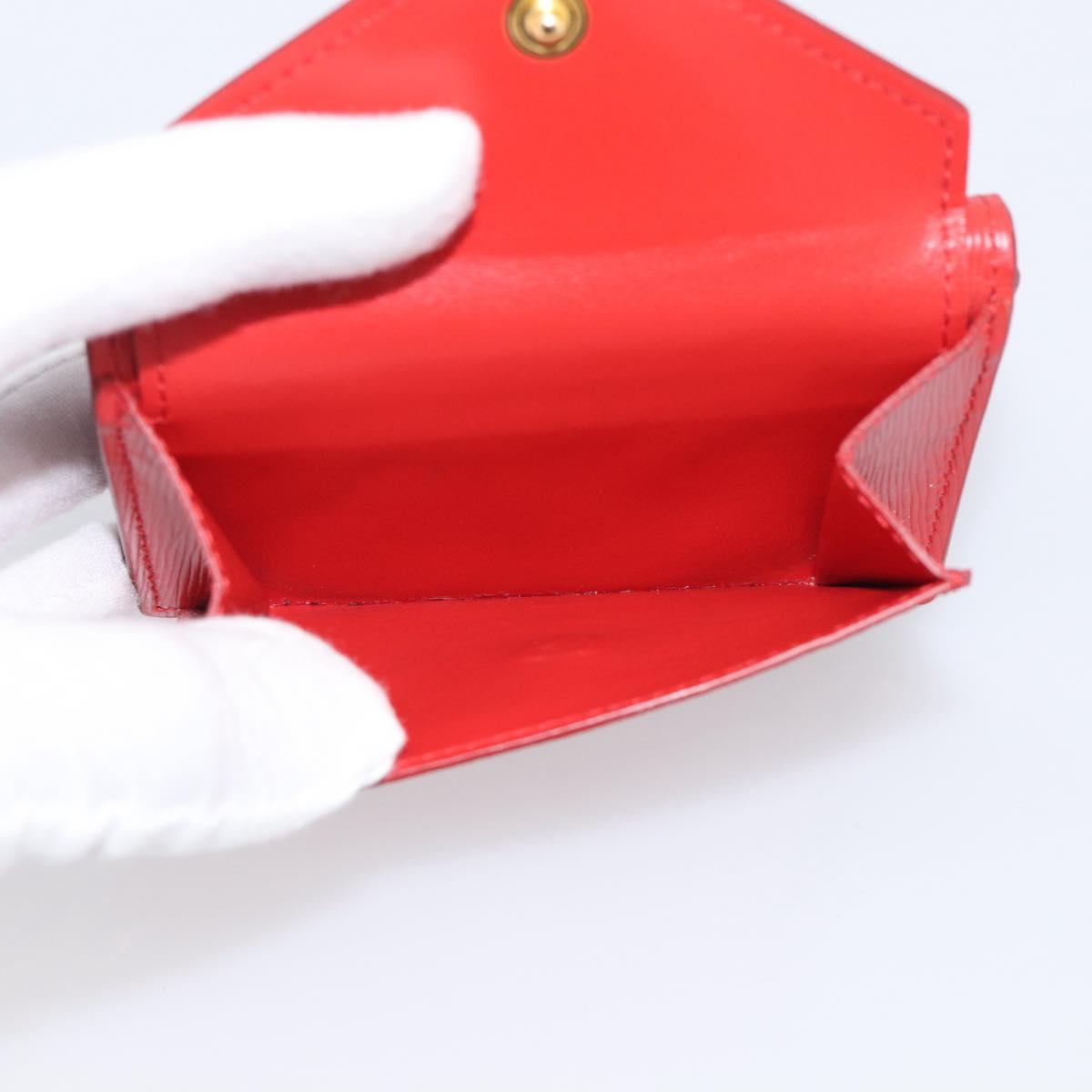 PRADA Trifold Wallet Leather Red Gold Tone Auth 212128M