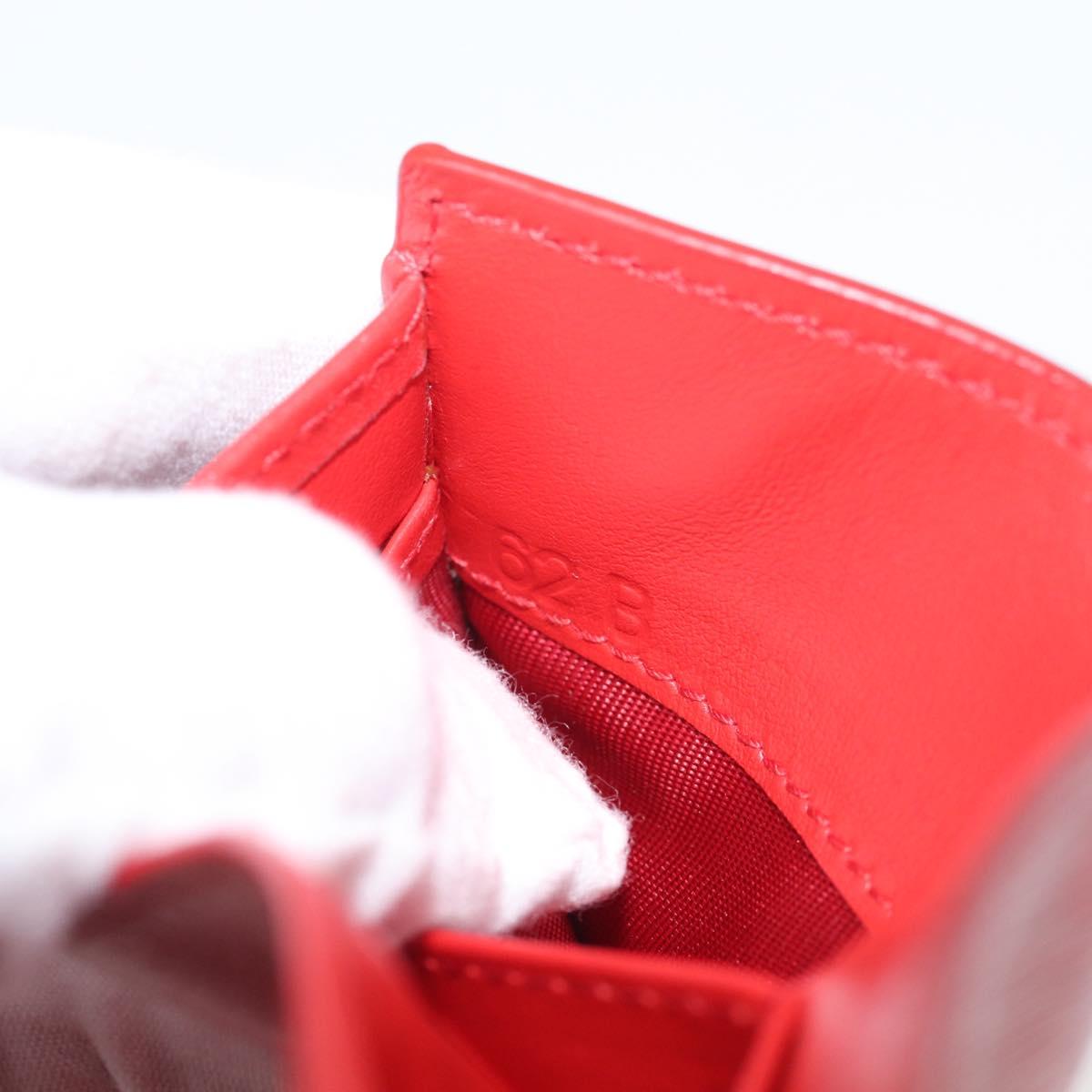 PRADA Trifold Wallet Leather Red Gold Tone Auth 212128M