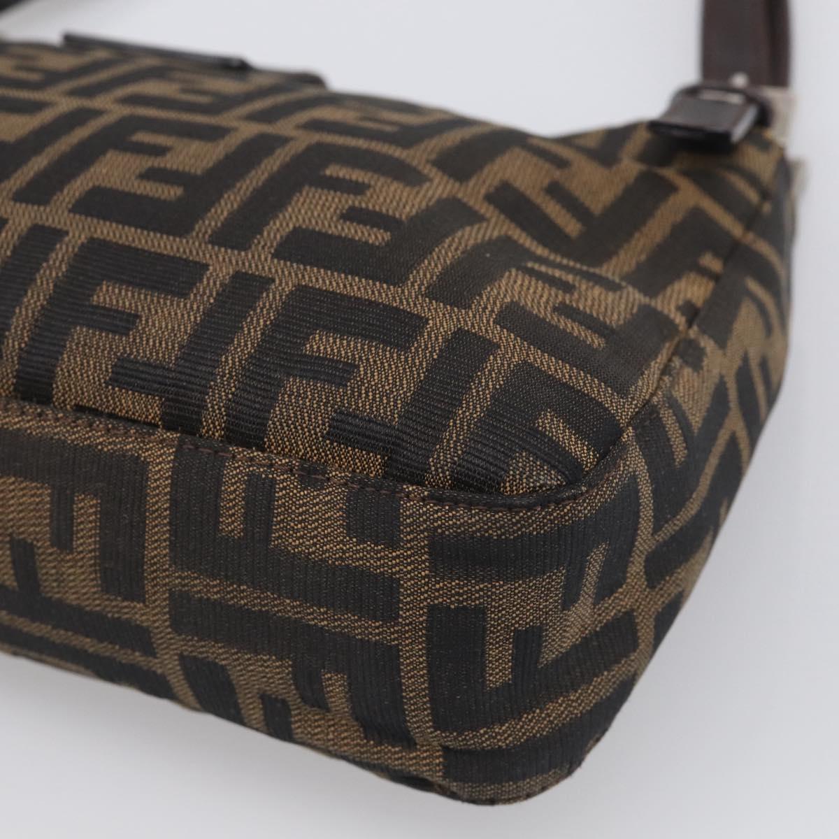 FENDI Zucca Canvas Shoulder Bag Black Silver Auth 212133V
