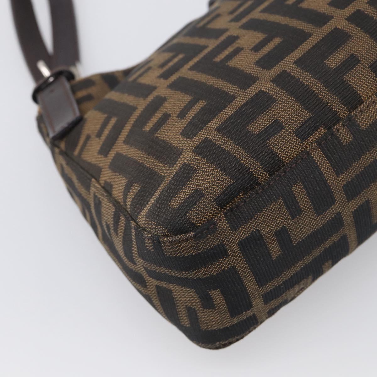 FENDI Zucca Canvas Shoulder Bag Black Silver Auth 212133V