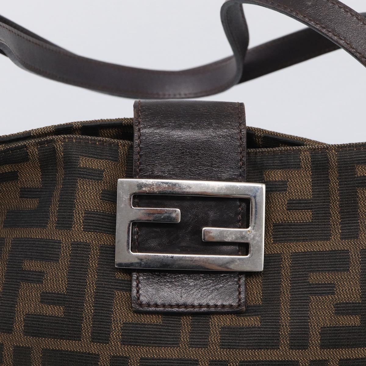 FENDI Zucca Canvas Shoulder Bag Black Silver Auth 212133V