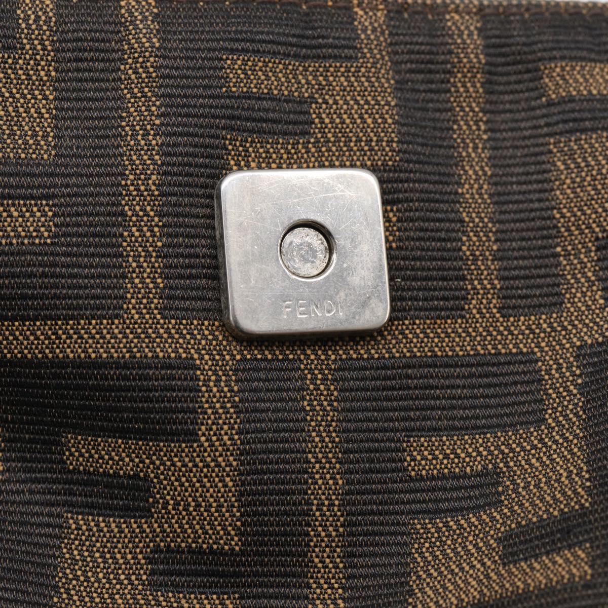 FENDI Zucca Canvas Shoulder Bag Black Silver Auth 212133V