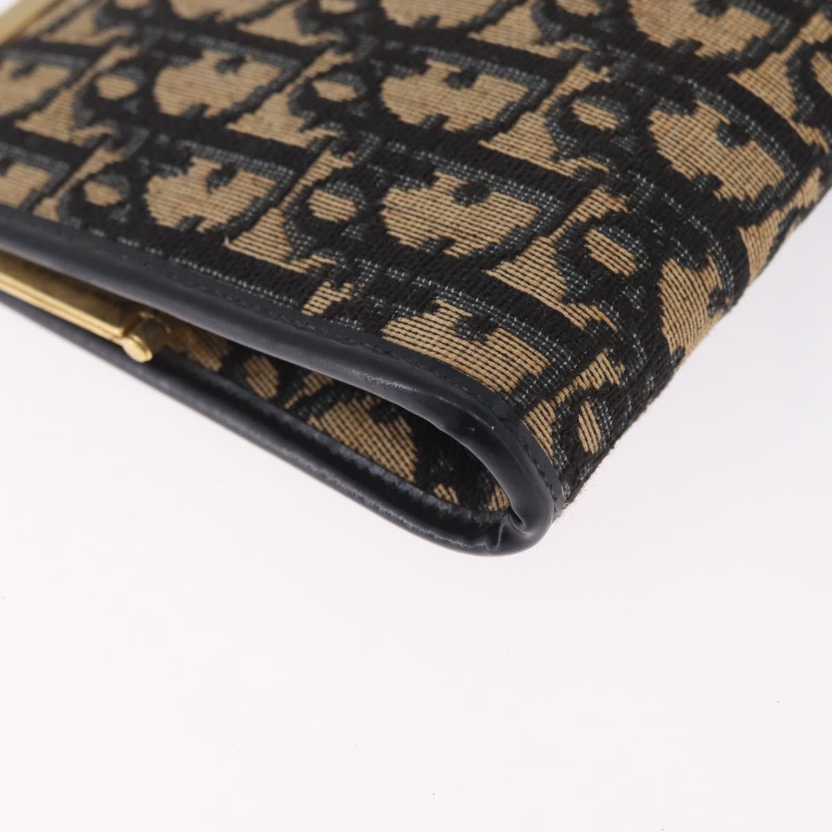 Christian Dior Trotter Canvas Clutch Bag Navy Gold Auth 212137